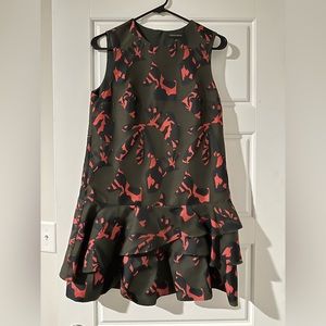 Banana Republic Jacquard Army Green & Pink drop waist dress drop waist dress